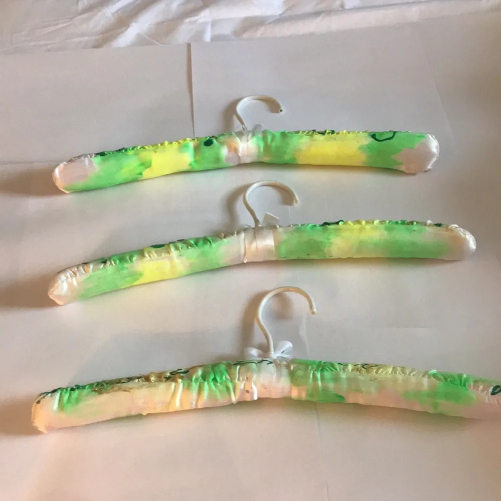 New Four Satin Hangers Designed and Hand Painted by Artist